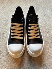 Rick Owens Canvas Lace Up Sneakers Black White Men's EU 43 MPN 87176