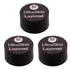 3-PACK UltraSkin Black Ultra Skin Billiard Pool Cue Tips Medium - 14mm