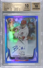 2014 Bowman Rookie Chrome Blue Refractor Billy Hamilton BGS 10 PRISTINE Auto 0c3