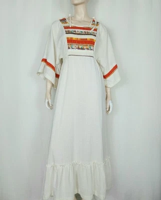 Vtg 70s folk hippie caftan maxi dress S-M - Image 1 of 4