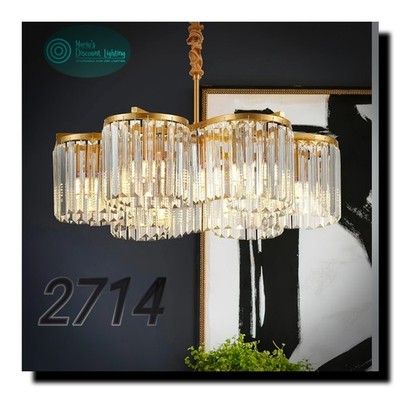   Modern Gold Crystal Chandelier 6-Light Ceiling Fixture   Adjustable Luxury...