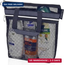 Mesh Shower Bag 10.2x9.9'' Quick-Dry Caddy with Zipper 2 Pockets.