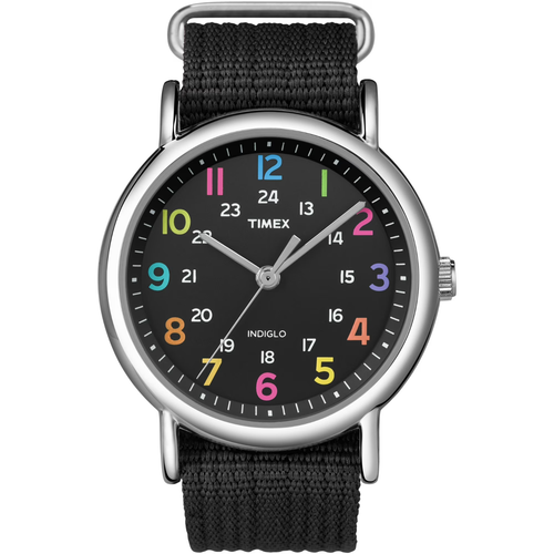 Timex T2N855, Unisex Weekender Black Fabric Watch, Indiglo, 38MM Case, NEW - Afbeelding 1 van 2