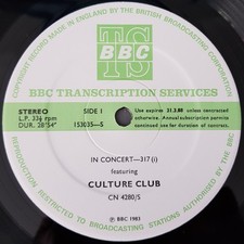Culture Club - In Concert-317 LP 1983 BBC Transcription Services NM/