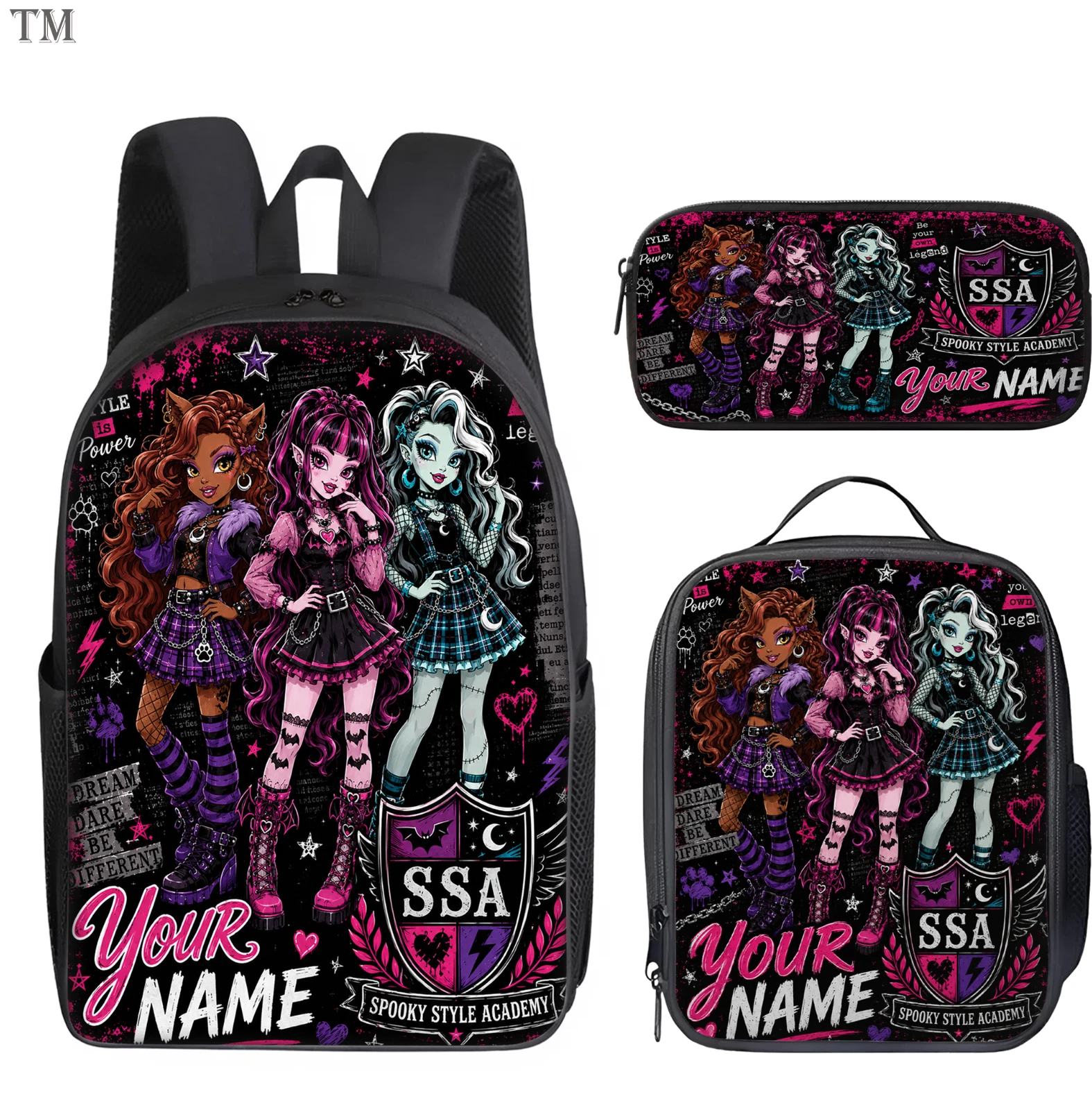 Monster High Custom Backpack, Lunch Bag and Pencil Case Set