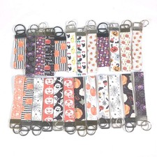 Lot Of 24 Halloween Inspired Wristlet Keychains Brand New Jack o Lantern Spider