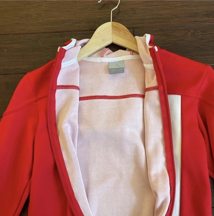 Chaqueta roja vintage Nike Soccer Track para mujer pequeña bolsillos con cremallera completa Foto 3 de 3
