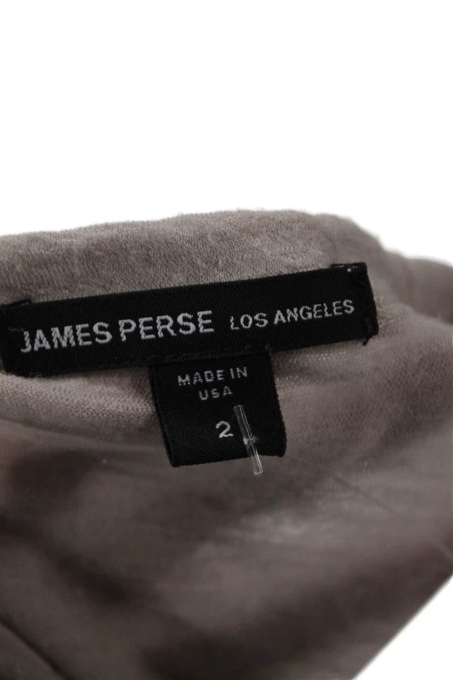 James Perse Mens Beige Long Sleeve Crew Neck T-Shirt Cotton Blend Size 2 - Image 4 of 4