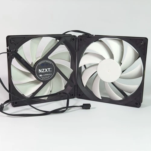 Pair NZXT Performance 120mm 3-Pin Case Fans DF1202512RFLN Black White Blades