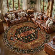 6ft Round Area Rug For Bedroomwashable Large Circle For Kitchen Vintage Non-s
