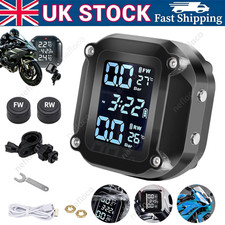 Motorcycle TPMS Wireless Tyre Pressure Monitoring System LCD Display Waterproof