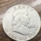 1949-S Key Date Franklin Half Dollar Full Bell Lines Actual Coin.