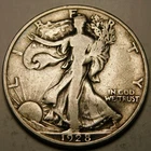 1928 S Walking Liberty Half Dollar 90% Silver F-VF   "As Pictured - Not Cleaned"
