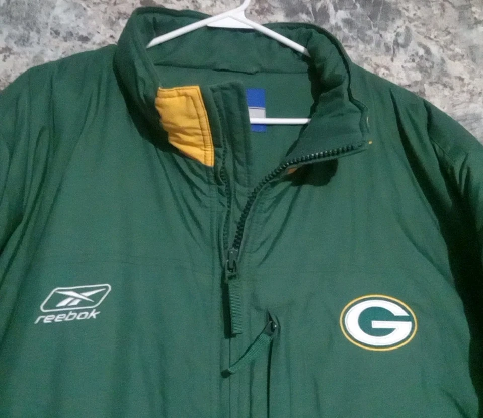Abrigo/chaqueta Green Bay Packers Reebok equipo NFL ropa sobre el campo, verde, talla XL Foto 3 de 4