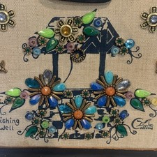 Enid Collins Jeweled Canvas Bag Purse Wishing Well