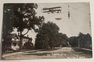 Antique RPPC Overhead Bi-planes Sylvania, Ohio Main St. Postcard 1912