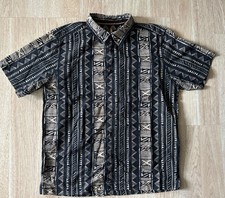 Quicksilver Shirt Mens X Large Comfort Fit Poly Tribal Button Up Hawaiian Aloha