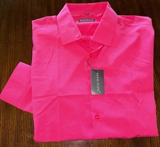 New Barry Wang  Shirt Men's XL Long Sleeve Pink Button Up