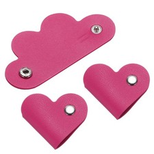 3Pcs Leather Cable Straps Rose Red Portable Leather Cord Organizer for Earphones