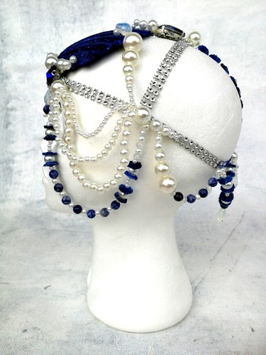 hat head piece extravagant fascinator rotal ascot elegant accessories shell blue - Picture 5 of 24