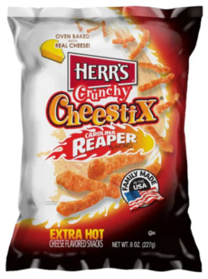 5 x Herr's Crunchy Cheestix Carolina Reaper Flavored Extra Hot (227 g. USA)