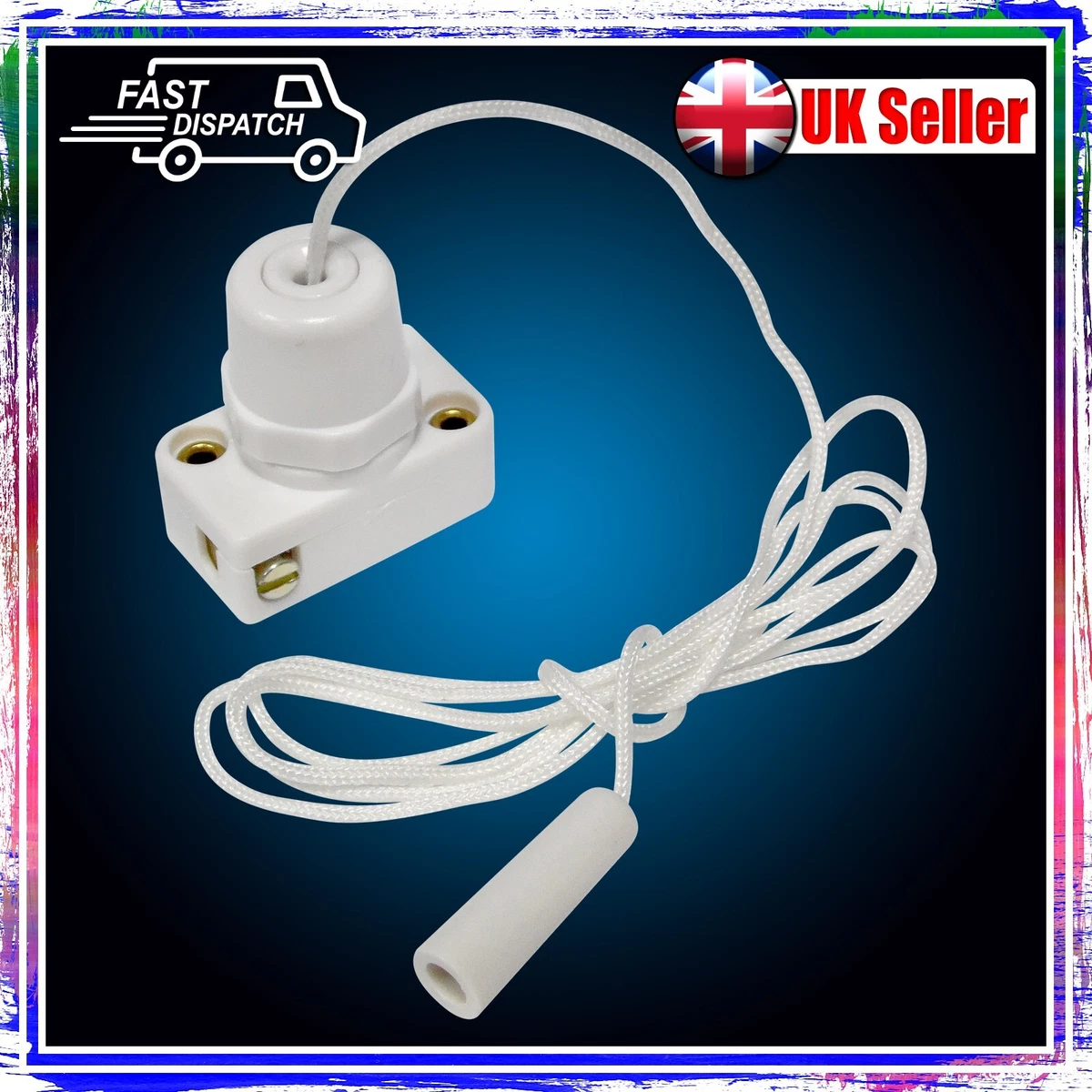 2A WHITE PULL CORD SWITCH LIGHT STRING CEILING REPLACEMENT NEW