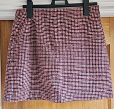 Uniqlo Checkered Red Fitted Skirt Wool Blend