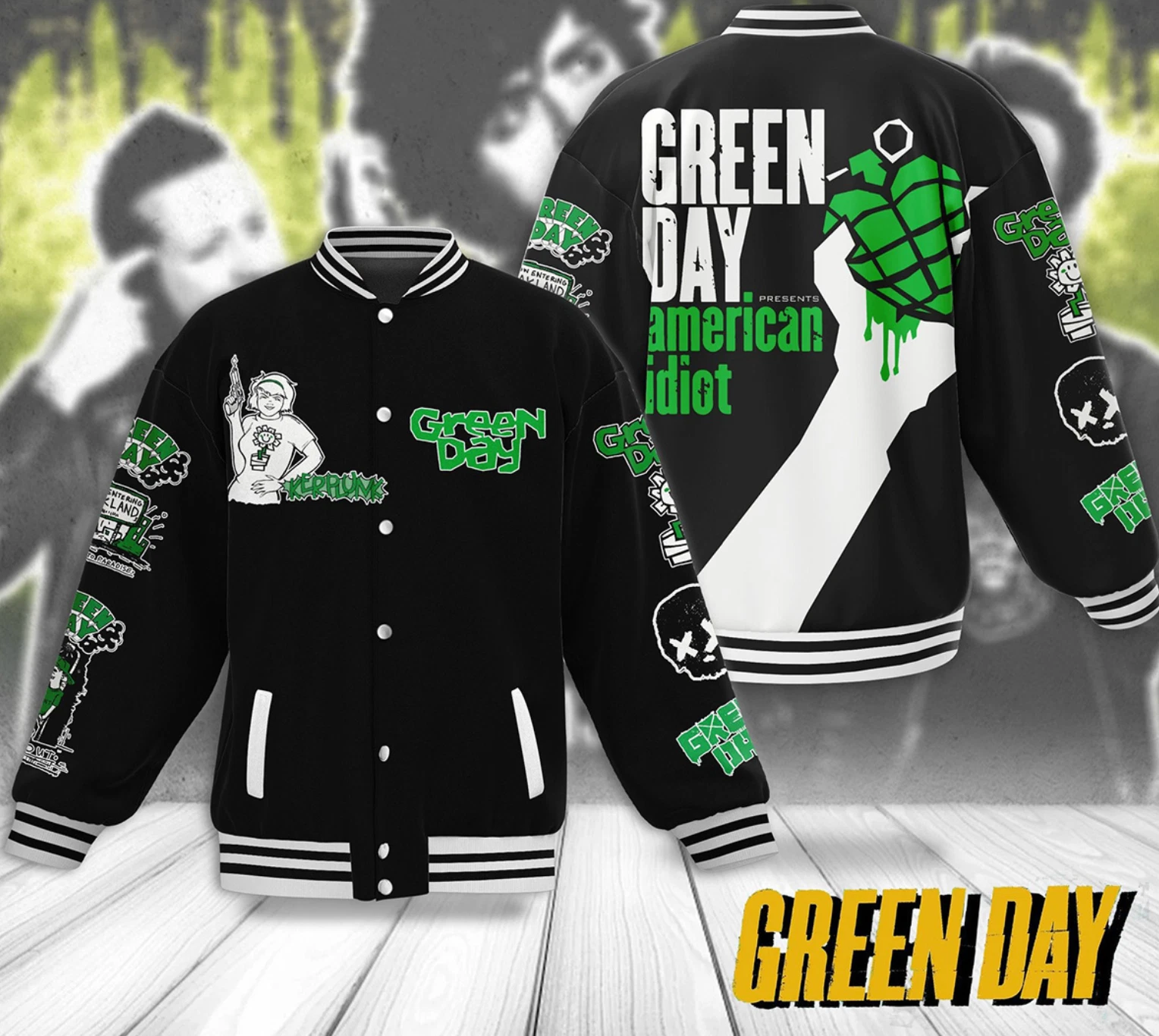 Green Day Presents American Idiot Baseball Jacket, Gift For Fans