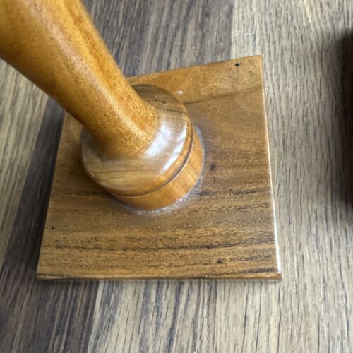 Vintage Wooden Church CandleSticks 14” Pair Of Hand Turned Retro Candle Holders - Picture 9 of 24