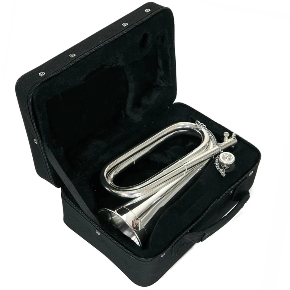 Professional Army Bugle Silver Plated Tunable Mouthpiece Scout Bugles Hard Case - Image 4 of 4
