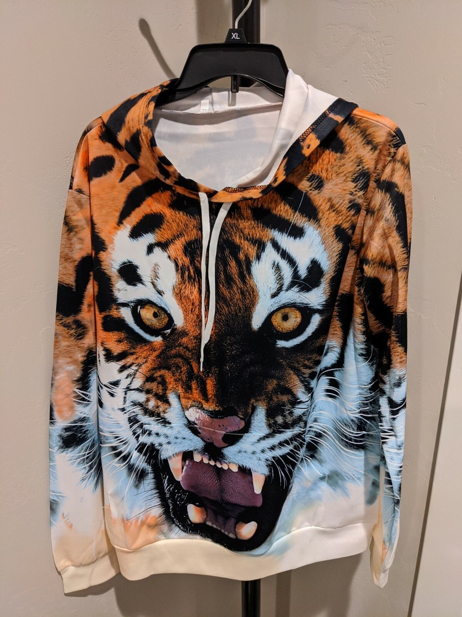 All over Tiger Print Sweatshirt Tag says XL but fits as size