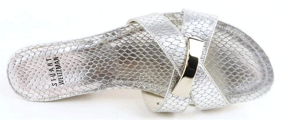 Stuart Weitzman Bandito Silverbali Serpente Designer Fermacapelli Sandali 7 - Immagine 3 di 4