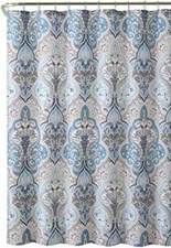  Hotel Quality Fabric Bathroom Shower Curtain: - Blue and Brown (72 x Bohemian