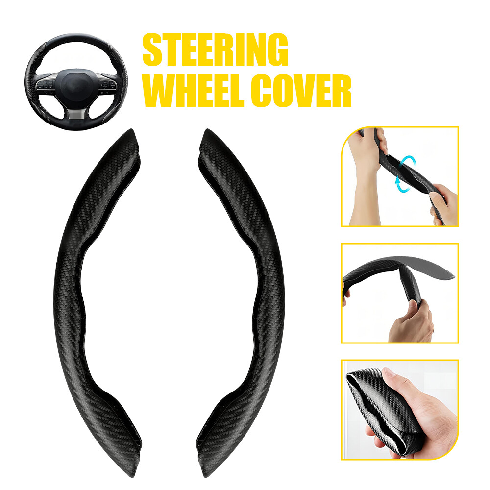 Black Steering Wheel Booster Cover Non Slip Interior Accessories Carbon Fiber M