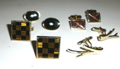 GR-8 LOT!!! Vintage Men's Cufflinks NICE Quality 4 pair Various Stones