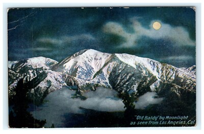1922 Old Baldy by Moonlight as seen from Los Angeles CA, California