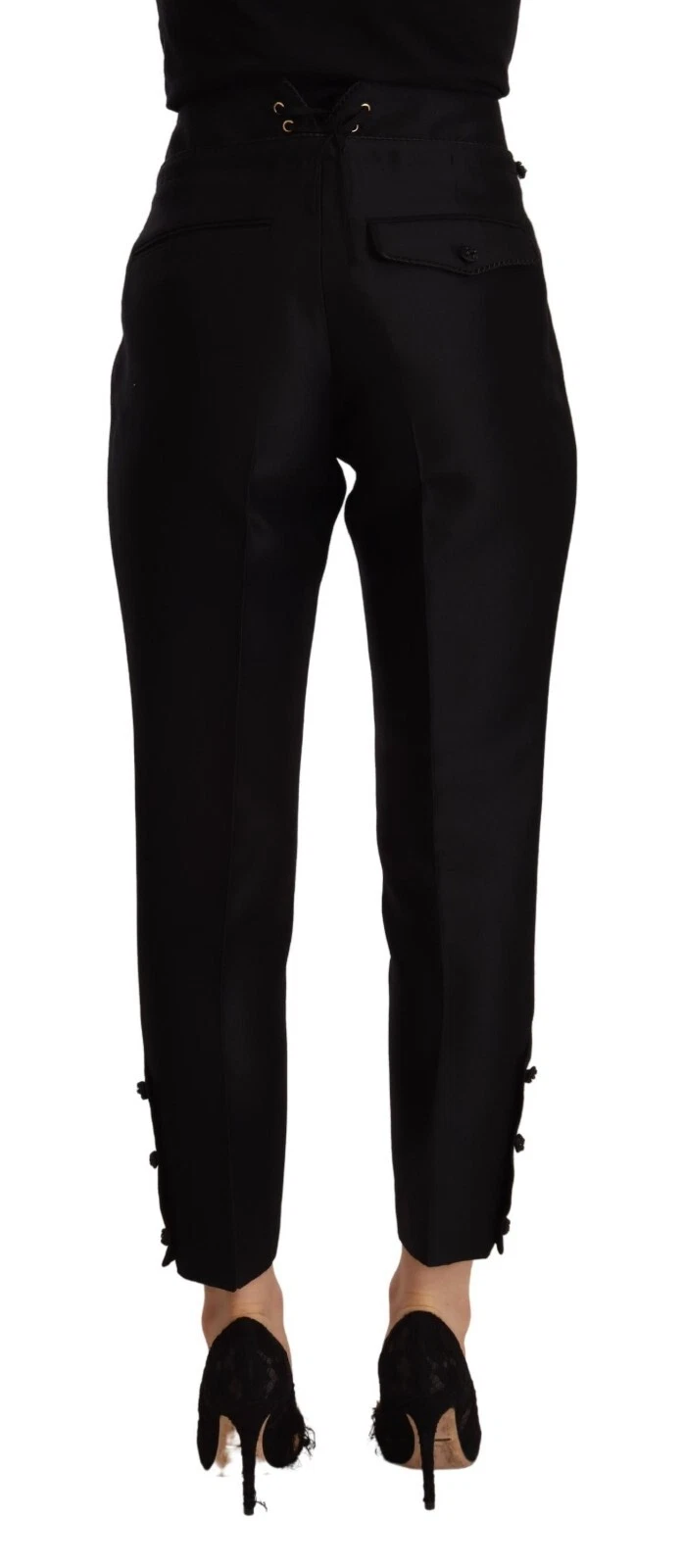 DSQUARED2 Pantaloni Lana Nera Vita Alta Magri Pantaloni Donna IT40 US6 S PREZZO PREZZO PREZZO $2000