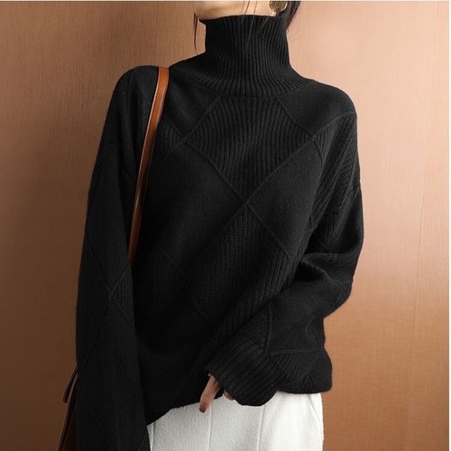 Damen Polokragen Strick Langarm Pullover Freizeit Winter Pullover Tops HEISS! - Bild 13 von 32