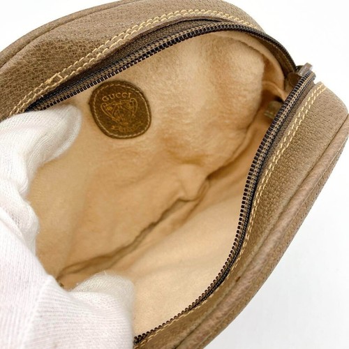 GUCCI Shoulder Bag Pochette Leather Brown Vintage - Picture 6 of 10