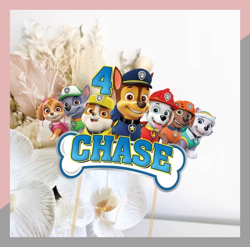 Paw Patrol Cake Topper Personalised Kids Party Decoration - Picture 2 of 8