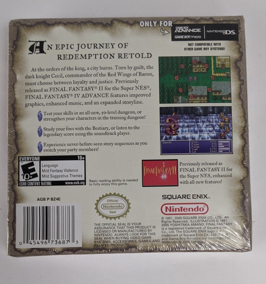 Final Fantasy IV 4 Advance Nintendo Game Boy Advance GBA Final Fantasy IV 4 Advance Nintendo Game Boy Advance GBA