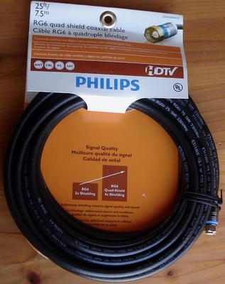 25 Foot RG6 Quad Shield Coaxial Cable - BRAND NEW PACKAGE - SDW5206W/27
