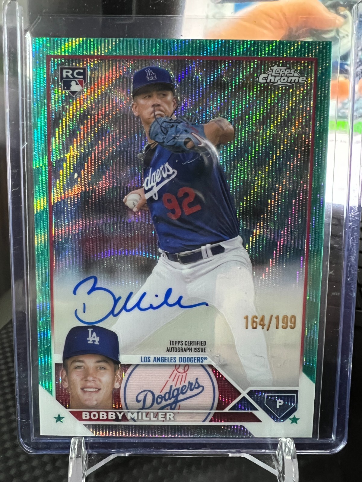 ⚾ 2023 Topps Chrome Update AQUA WAVE Bobby Miller RC Auto 164/199  Dodgers