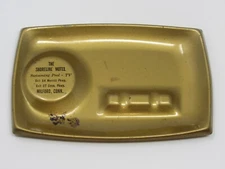 RARE Vintage Mid-Century Tin Ashtray The Shoreline Motel Milford Connecticut 