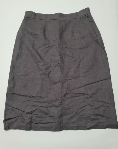 NWT Anthropologie Mo Vint Womans Large Charcoal Gray Linen Blend 2 Pocket Skirt - Picture 8 of 11