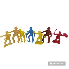 Vintage Plastic Toy Cowboys Indians Figures Marx TimMee Lot Of 7