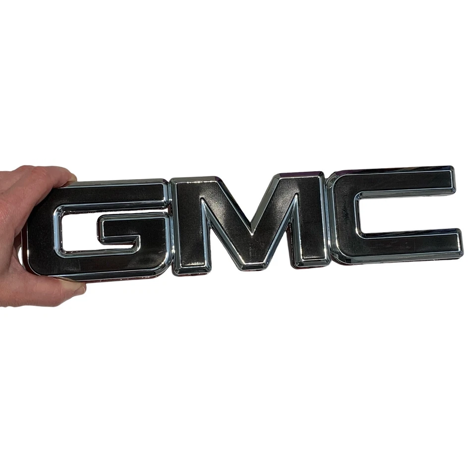 Emblema de parrilla delantera insignia con logotipo NEGRO-PLATEADO para GMC Sierra 1500 2500 1999-2007 Foto 4 de 4