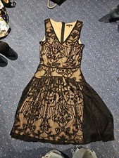 Warehouse Black Lace Plisse Sleeveless Dress. Cocktail Evening. Size 6. V