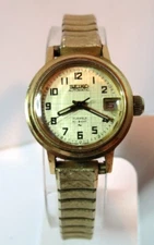 VTG WOMENS SEIKO HI-BEAD 17'J AUTOMATIC 2205-0599 GOLD TONE 17'J WRISTWATCH RUN