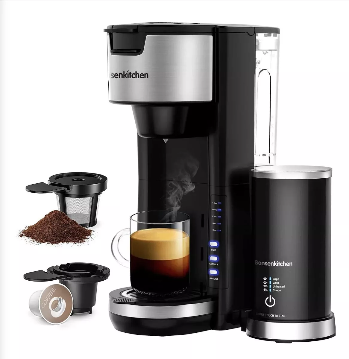Single serve coffee maker with milk frother sales